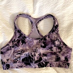 Bright purple Calvin Klein sports bra with mesh paneling sz L